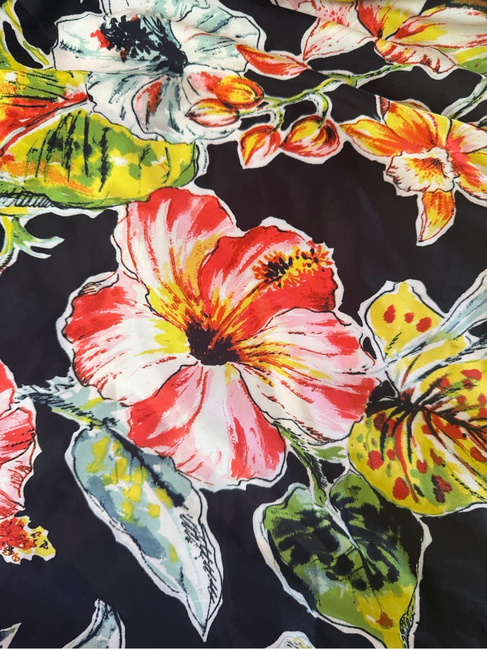 Nicole Miller Hibiscus Print Satin Floral Halter Maxi Dress Size 12 - Picture 12 of 12